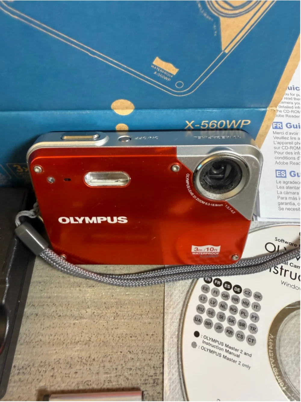 Olympus X-560WP 10MP Waterproof Digital Camera Red Boxed Receipt Y2K Digi Bundle